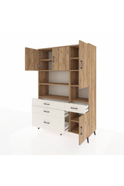 Hyperion Dolap 9 Raflı 4 Çekmeceli 4 Kapaklı 132x44x195 Çam-Çam/Aytaşı