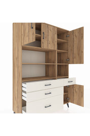 Hyperion Dolap 9 Raflı 4 Çekmeceli 4 Kapaklı 132x44x195 Çam-Çam/Aytaşı