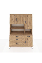 Hyperion Dolap 9 Raflı 4 Çekmeceli 4 Kapaklı 132x44x195 Çam-Çam/Çam