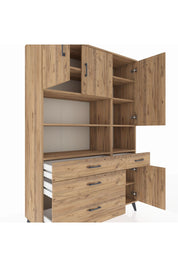 Hyperion Dolap 9 Raflı 4 Çekmeceli 4 Kapaklı 132x44x195 Çam-Çam/Çam