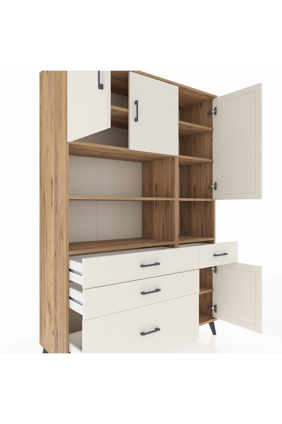 Hyperion Dolap 9 Raflı 4 Çekmeceli 4 Kapaklı 132x44x195 Çam-Aytaşı/Aytaşı