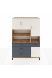 Hyperion Dolap 9 Raflı 4 Çekmeceli 4 Kapaklı 132x44x195 Çam-Aytaşı/Antrasit