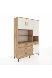 Hyperion Dolap 9 Raflı 4 Çekmeceli 4 Kapaklı 132x44x195 Çam-Aytaşı/Çam