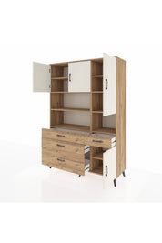 Hyperion Dolap 9 Raflı 4 Çekmeceli 4 Kapaklı 132x44x195 Çam-Aytaşı/Çam