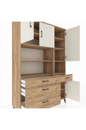 Hyperion Dolap 9 Raflı 4 Çekmeceli 4 Kapaklı 132x44x195 Çam-Aytaşı/Çam