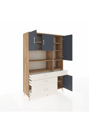 Hyperion Dolap 9 Raflı 4 Çekmeceli 4 Kapaklı 132x44x195 Çam-Antrasit/Aytaşı