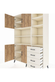 Hyperion Dolap 9 Raflı 4 Çekmeceli 4 Kapaklı 132x44x195 Aytaşı-Çam/Aytaşı