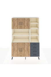 Hyperion Dolap 9 Raflı 4 Çekmeceli 4 Kapaklı 132x44x195 Aytaşı-Çam/Antrasit