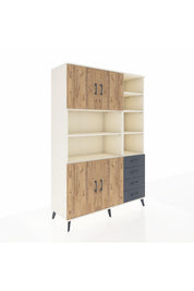 Hyperion Dolap 9 Raflı 4 Çekmeceli 4 Kapaklı 132x44x195 Aytaşı-Çam/Antrasit