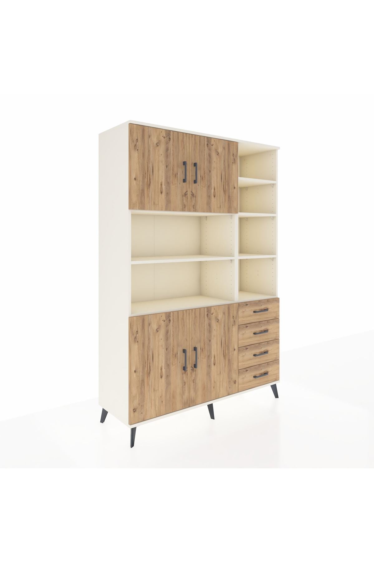 Hyperion Dolap 9 Raflı 4 Çekmeceli 4 Kapaklı 132x44x195 Aytaşı-Çam/Çam