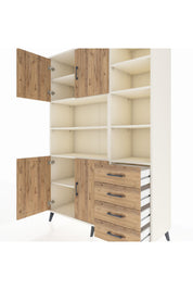 Hyperion Dolap 9 Raflı 4 Çekmeceli 4 Kapaklı 132x44x195 Aytaşı-Çam/Çam