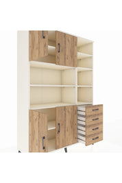 Hyperion Dolap 9 Raflı 4 Çekmeceli 4 Kapaklı 132x44x195 Aytaşı-Çam/Çam