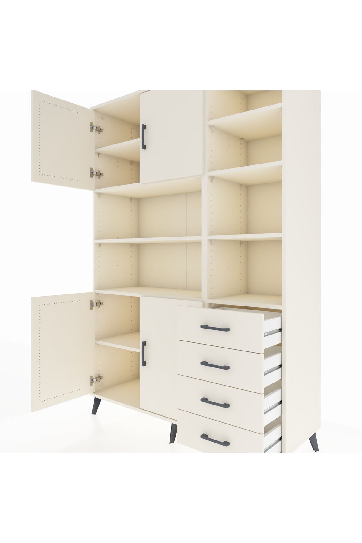 Hyperion Dolap 9 Raflı 4 Çekmeceli 4 Kapaklı 132x44x195 Aytaşı-Aytaşı/Aytaşı