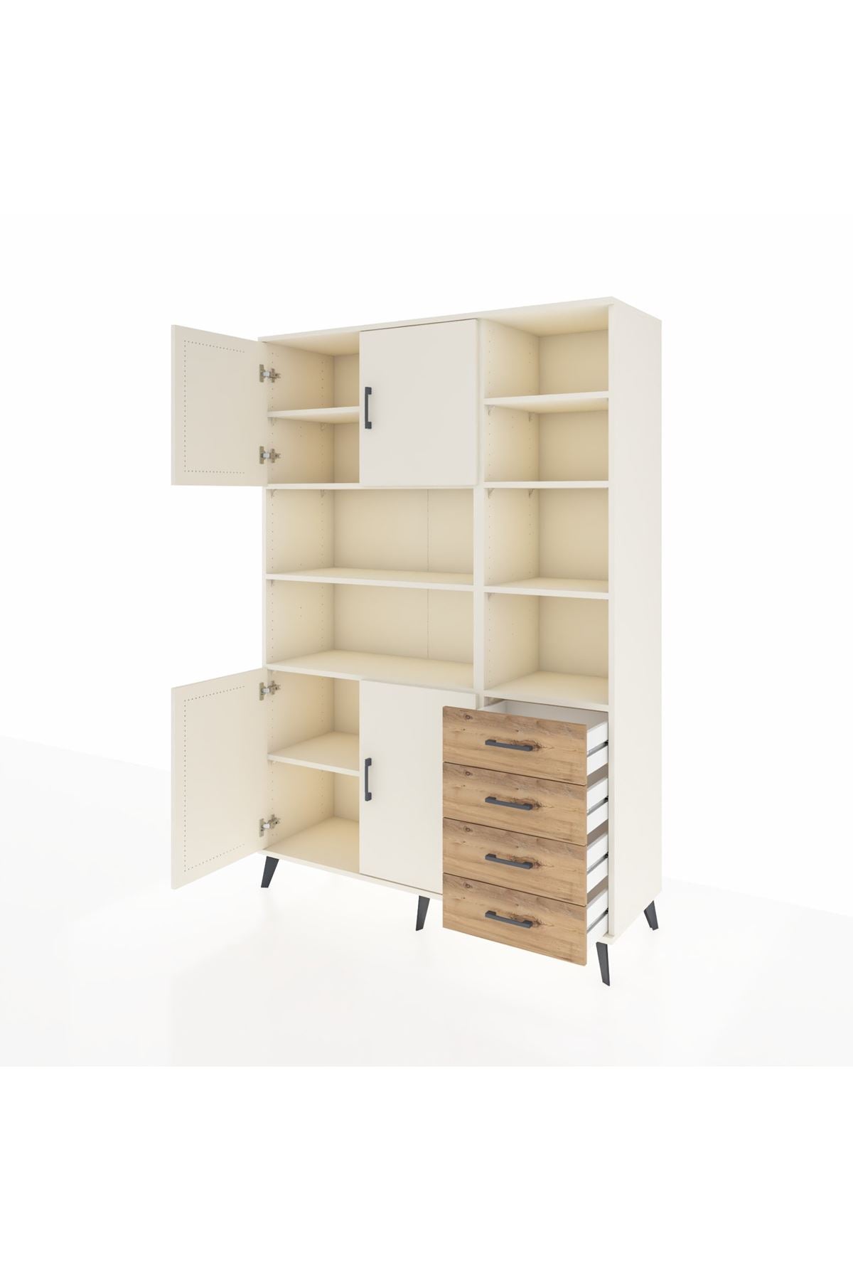 Hyperion Dolap 9 Raflı 4 Çekmeceli 4 Kapaklı 132x44x195 Aytaşı-Aytaşı/Çam