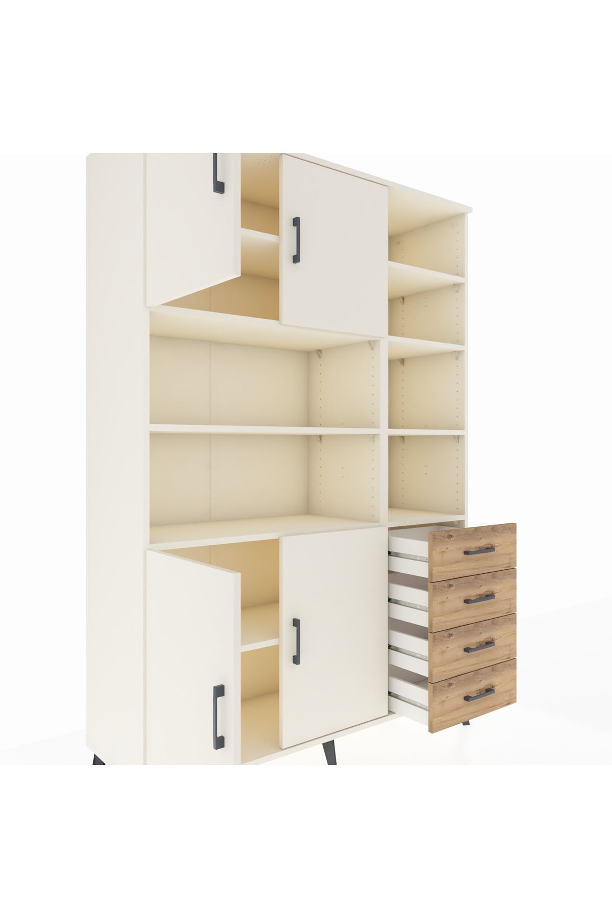 Hyperion Dolap 9 Raflı 4 Çekmeceli 4 Kapaklı 132x44x195 Aytaşı-Aytaşı/Çam