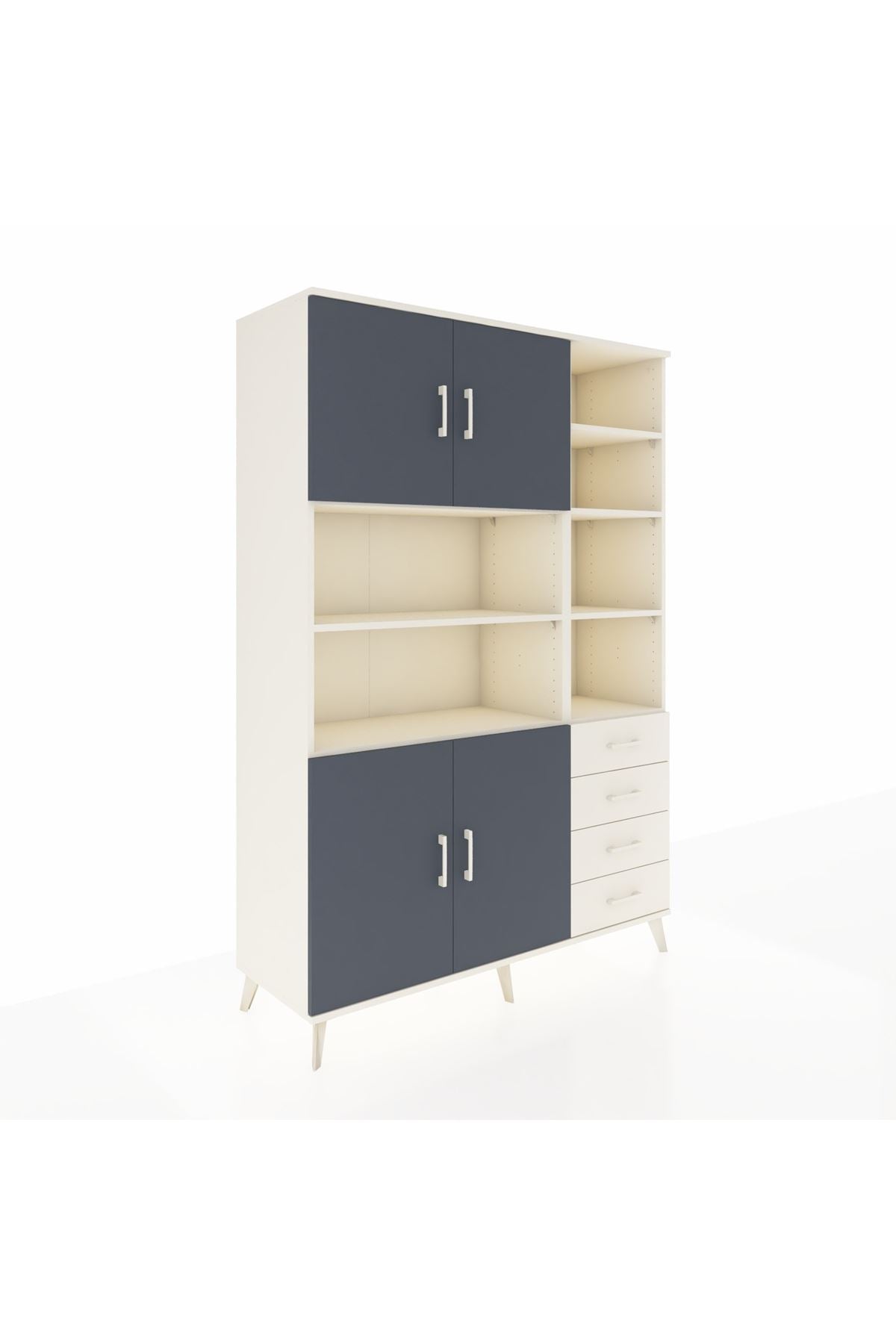 Hyperion Dolap 9 Raflı 4 Çekmeceli 4 Kapaklı 132x44x195 Aytaşı-Antrasit/Aytaşı