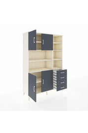 Hyperion Dolap 9 Raflı 4 Çekmeceli 4 Kapaklı 132x44x195 Aytaşı-Antrasit/Antrasit