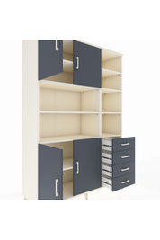 Hyperion Dolap 9 Raflı 4 Çekmeceli 4 Kapaklı 132x44x195 Aytaşı-Antrasit/Antrasit