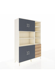 Hyperion Dolap 9 Raflı 4 Çekmeceli 4 Kapaklı 132x44x195 Aytaşı-Antrasit/Çam