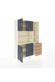Hyperion Dolap 9 Raflı 4 Çekmeceli 4 Kapaklı 132x44x195 Aytaşı-Antrasit/Çam
