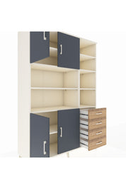 Hyperion Dolap 9 Raflı 4 Çekmeceli 4 Kapaklı 132x44x195 Aytaşı-Antrasit/Çam