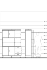Hyperion Dolap 9 Raflı 4 Çekmeceli 4 Kapaklı 132x44x195 Antrasit-Çam/Aytaşı