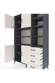 Hyperion Dolap 9 Raflı 4 Çekmeceli 4 Kapaklı 132x44x195 Antrasit-Aytaşı/Aytaşı