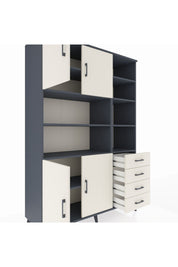 Hyperion Dolap 9 Raflı 4 Çekmeceli 4 Kapaklı 132x44x195 Antrasit-Aytaşı/Aytaşı