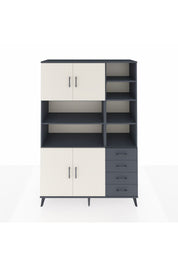 Hyperion Dolap 9 Raflı 4 Çekmeceli 4 Kapaklı 132x44x195 Antrasit-Aytaşı/Antrasit
