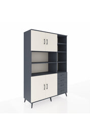 Hyperion Dolap 9 Raflı 4 Çekmeceli 4 Kapaklı 132x44x195 Antrasit-Aytaşı/Antrasit