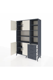 Hyperion Dolap 9 Raflı 4 Çekmeceli 4 Kapaklı 132x44x195 Antrasit-Aytaşı/Antrasit