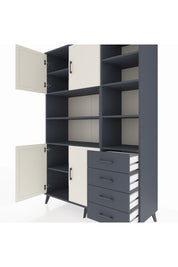 Hyperion Dolap 9 Raflı 4 Çekmeceli 4 Kapaklı 132x44x195 Antrasit-Aytaşı/Antrasit