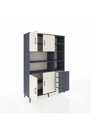 Hyperion Dolap 9 Raflı 4 Çekmeceli 4 Kapaklı 132x44x195 Antrasit-Aytaşı/Antrasit