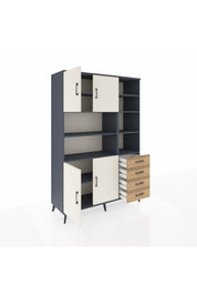 Hyperion Dolap 9 Raflı 4 Çekmeceli 4 Kapaklı 132x44x195 Antrasit-Aytaşı/Çam