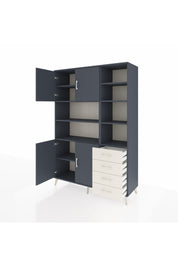 Hyperion Dolap 9 Raflı 4 Çekmeceli 4 Kapaklı 132x44x195 Antrasit-Antrasit/Aytaşı