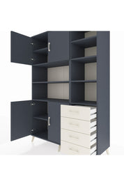 Hyperion Dolap 9 Raflı 4 Çekmeceli 4 Kapaklı 132x44x195 Antrasit-Antrasit/Aytaşı