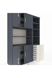 Hyperion Dolap 9 Raflı 4 Çekmeceli 4 Kapaklı 132x44x195 Antrasit-Antrasit/Aytaşı