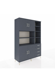 Hyperion Dolap 9 Raflı 4 Çekmeceli 4 Kapaklı 132x44x195 Antrasit-Antrasit/Antrasit