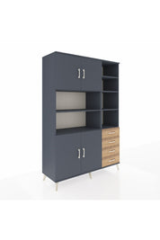 Hyperion Dolap 9 Raflı 4 Çekmeceli 4 Kapaklı 132x44x195 Antrasit-Antrasit/Çam