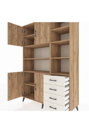 Hyperion Dolap 9 Raflı 4 Çekmeceli 4 Kapaklı 132x44x195 Çam-Çam/Aytaşı