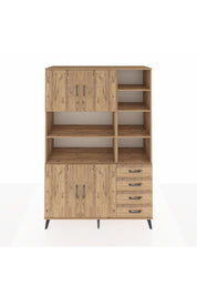 Hyperion Dolap 9 Raflı 4 Çekmeceli 4 Kapaklı 132x44x195 Çam-Çam/Çam