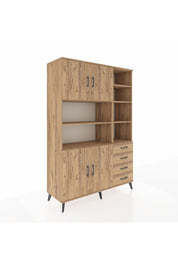 Hyperion Dolap 9 Raflı 4 Çekmeceli 4 Kapaklı 132x44x195 Çam-Çam/Çam