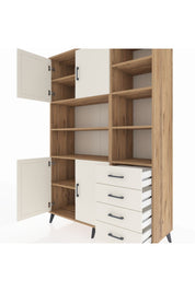 Hyperion Dolap 9 Raflı 4 Çekmeceli 4 Kapaklı 132x44x195 Çam-Aytaşı/Aytaşı
