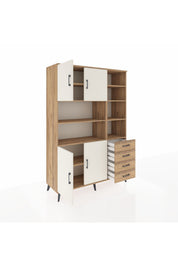 Hyperion Dolap 9 Raflı 4 Çekmeceli 4 Kapaklı 132x44x195 Çam-Aytaşı/Çam
