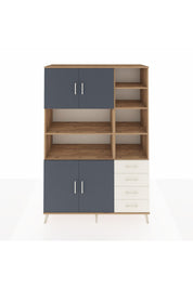 Hyperion Dolap 9 Raflı 4 Çekmeceli 4 Kapaklı 132x44x195 Çam-Antrasit/Aytaşı