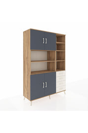 Hyperion Dolap 9 Raflı 4 Çekmeceli 4 Kapaklı 132x44x195 Çam-Antrasit/Aytaşı