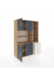 Hyperion Dolap 9 Raflı 4 Çekmeceli 4 Kapaklı 132x44x195 Çam-Antrasit/Aytaşı