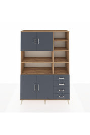 Hyperion Dolap 9 Raflı 4 Çekmeceli 4 Kapaklı 132x44x195 Çam-Antrasit/Antrasit