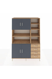 Hyperion Dolap 9 Raflı 4 Çekmeceli 4 Kapaklı 132x44x195 Çam-Antrasit/Çam