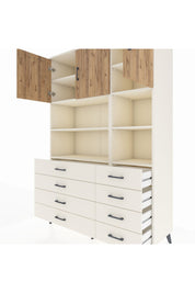 Hyperion Dolap 8 Raflı 8 Çekmeceli 3 Kapaklı 132x44x195 Aytaşı-Çam/Aytaşı